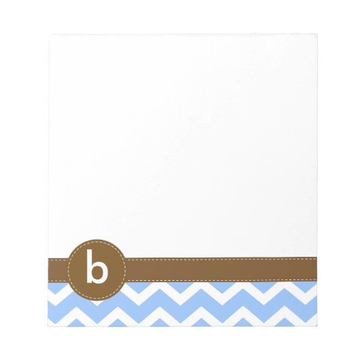 Blue Zig Zag Chevron Pattern Monogram Notitieblok (Voorkant)