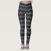 Blue Zig Zag met zwarte streping...RA Leggings (Voorkant)