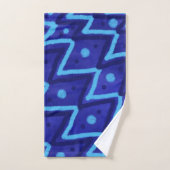 Blue Zig Zags Dots Funky Pattern Bad Handdoek (Handdoek)