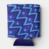 Blue Zig Zags Dots Funky Pattern  Blikjeskoeler (Achterkant)