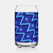 Blue Zig Zags Dots Funky Pattern  Blikvorm Glas (Voorkant)