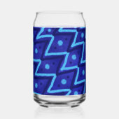 Blue Zig Zags Dots Funky Pattern Blikvorm Glas (Achterkant)