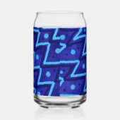 Blue Zig Zags Dots Funky Pattern Blikvorm Glas (Rechts)