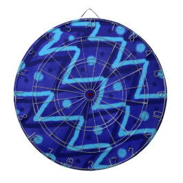 Blue Zig Zags Dots Funky Pattern  Dartbord