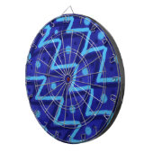 Blue Zig Zags Dots Funky Pattern Dartbord (Voorkant Rechts)