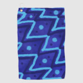 Blue Zig Zags Dots Funky Pattern  Golfhanddoek (Voorkant)