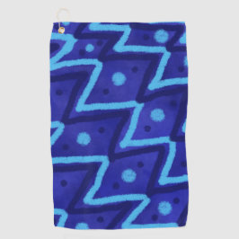Blue Zig Zags Dots Funky Pattern  Golfhanddoek