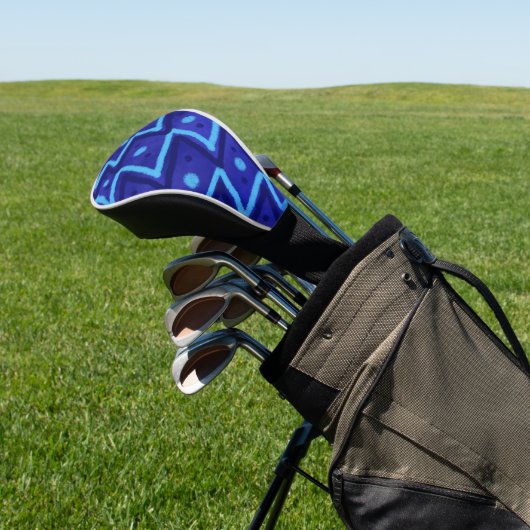 Blue Zig Zags Dots Funky Pattern  Golfheadcover (Insitu)