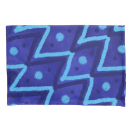Blue Zig Zags Dots Funky Pattern  Kussensloop