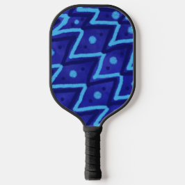 Blue Zig Zags Dots Funky Pattern  Pickleball Paddle