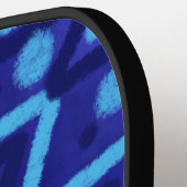 Blue Zig Zags Dots Funky Pattern Pickleball Paddle (Links Detail)
