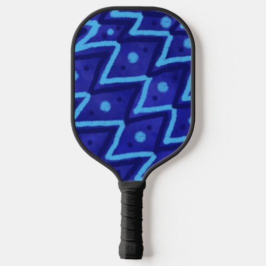 Blue Zig Zags Dots Funky Pattern  Pickleball Paddle (Achterkant)