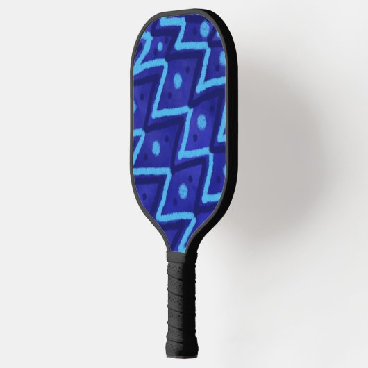 Blue Zig Zags Dots Funky Pattern  Pickleball Paddle (Links)