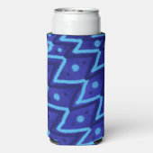 Blue Zig Zags Dots Funky Pattern  Seltzer Blikjeskoeler (Seltzer Achterkant)