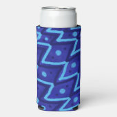 Blue Zig Zags Dots Funky Pattern  Seltzer Blikjeskoeler (Seltzer Voorkant)