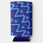Blue Zig Zags Dots Funky Pattern  Seltzer Blikjeskoeler (Achterkant)