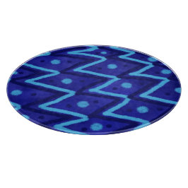 Blue Zig Zags Dots Funky Pattern  Snijplank