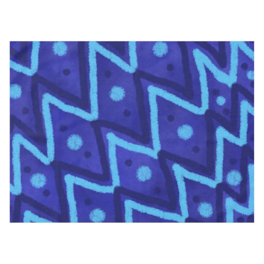 Blue Zig Zags Dots Funky Pattern  Tafelkleed (Voorkant (Horizontaal))