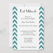 Blue Zigzag, Blue Chevron, Zigzag, Bat Mitzvah Kaart (Voorkant)
