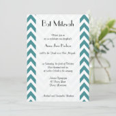 Blue Zigzag, Blue Chevron, Zigzag, Bat Mitzvah Kaart (Staand voorkant)