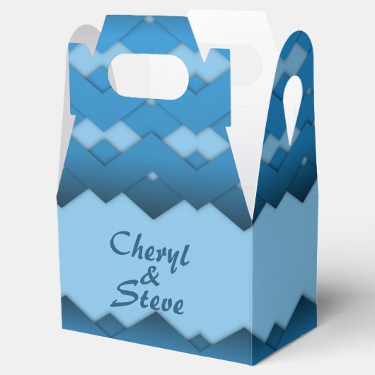 Blue Zigzag Monogram Bedankdoosjes (Geopend)