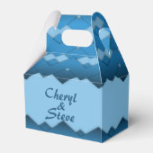 Blue Zigzag Monogram Bedankdoosjes (Voorkant Zijde)
