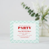Blue Zigzag & Red Party Invitation Kaart (Staand voorkant)
