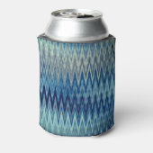 Blue Zigzag Wavy Pattern Blikjeskoeler (Blikje Achterkant)