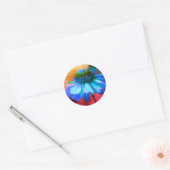 Blue Zinnia Flower Abstract Distress Ronde Sticker (Envelop)