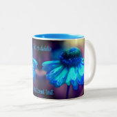 Blue Zinnia Flower Art gepersonaliseerd Tweekleurige Koffiemok (Voorkant rechts)