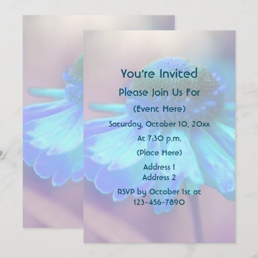 Blue Zinnia Flower Kaart (Voorkant / Achterkant)