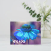 Blue Zinnia New Address Floral Briefkaart (Staand voorkant)
