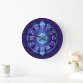 Blue Zodiac Astrology Symbols Wall Clock Grote Klok (Huis)