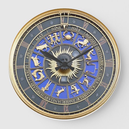 Blue Zodiac Wheel Grote Klok (Voorkant)
