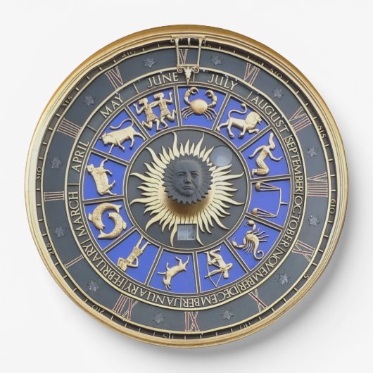 Blue Zodiac Wheel Papieren Bordje (Voorkant)