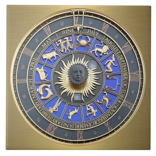 Blue Zodiac Wheel Tegeltje (Voorkant)