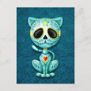 Blue Zombie Sugar Kitten Briefkaart