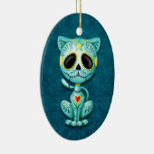 Blue Zombie Sugar Kitten Keramisch Ornament (Rechts)