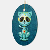 Blue Zombie Sugar Kitten Keramisch Ornament (Links)