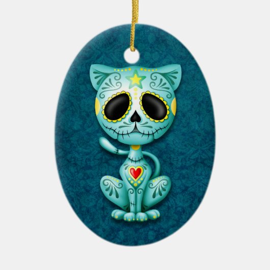 Blue Zombie Sugar Kitten Keramisch Ornament (Voorkant)