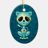 Blue Zombie Sugar Kitten Keramisch Ornament (Achterkant)