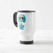 Blue Zombie Sugar Puppy Reisbeker (Voorkant links)