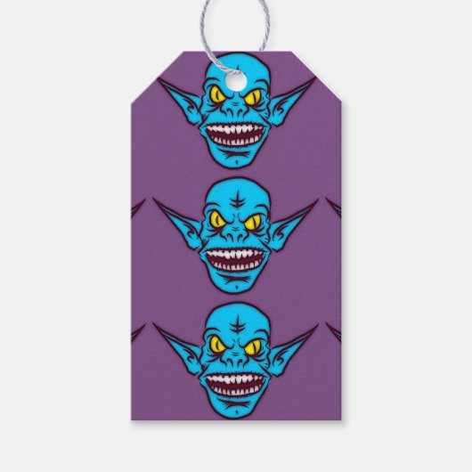 blue zombie troll demon gift labels cadeaulabel (Voorkant)