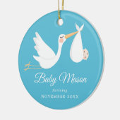 Blue zwangerschapsaankondiging baby boy keramisch ornament (Links)