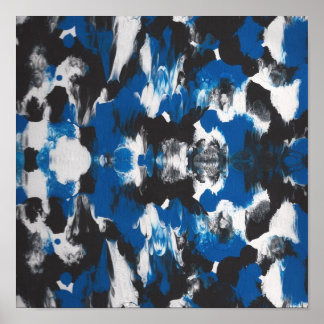 bLUE, ZWARTE ABSTRACTE POSTER IDEAAL VOOR STUDIO O