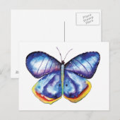 BlueAquarel Vlinder Art Briefkaart (Voorkant / Achterkant)