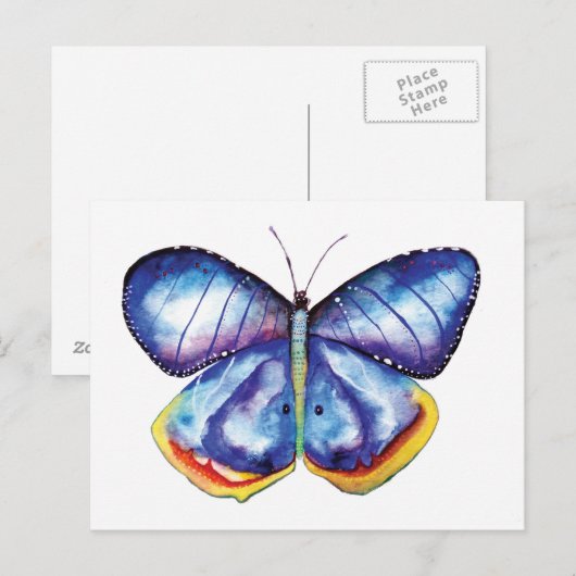 BlueAquarel Vlinder Art Briefkaart (Voorkant / Achterkant)