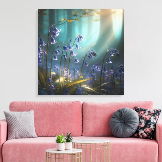 Bluebell Betovering: Bos Licht Ballet Canvas Afdruk (Insitu (Woonkamer))