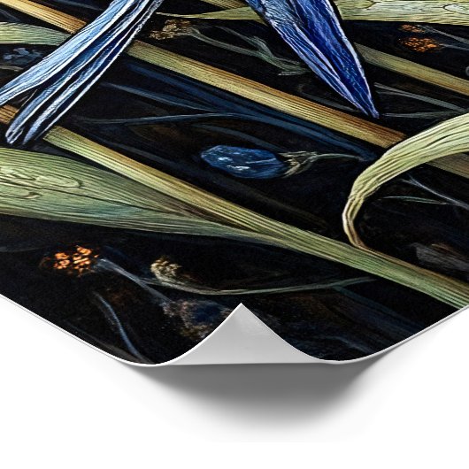 Bluebell Bird Schilderij Art Print (Hoek)