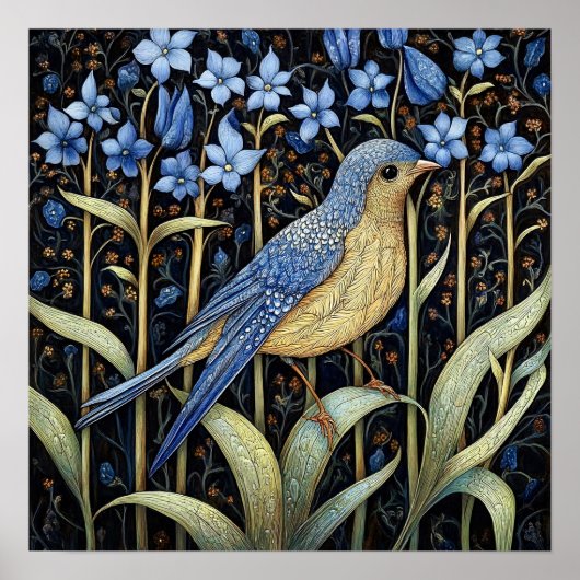 Bluebell Bird Schilderij Art Print (Voorkant)